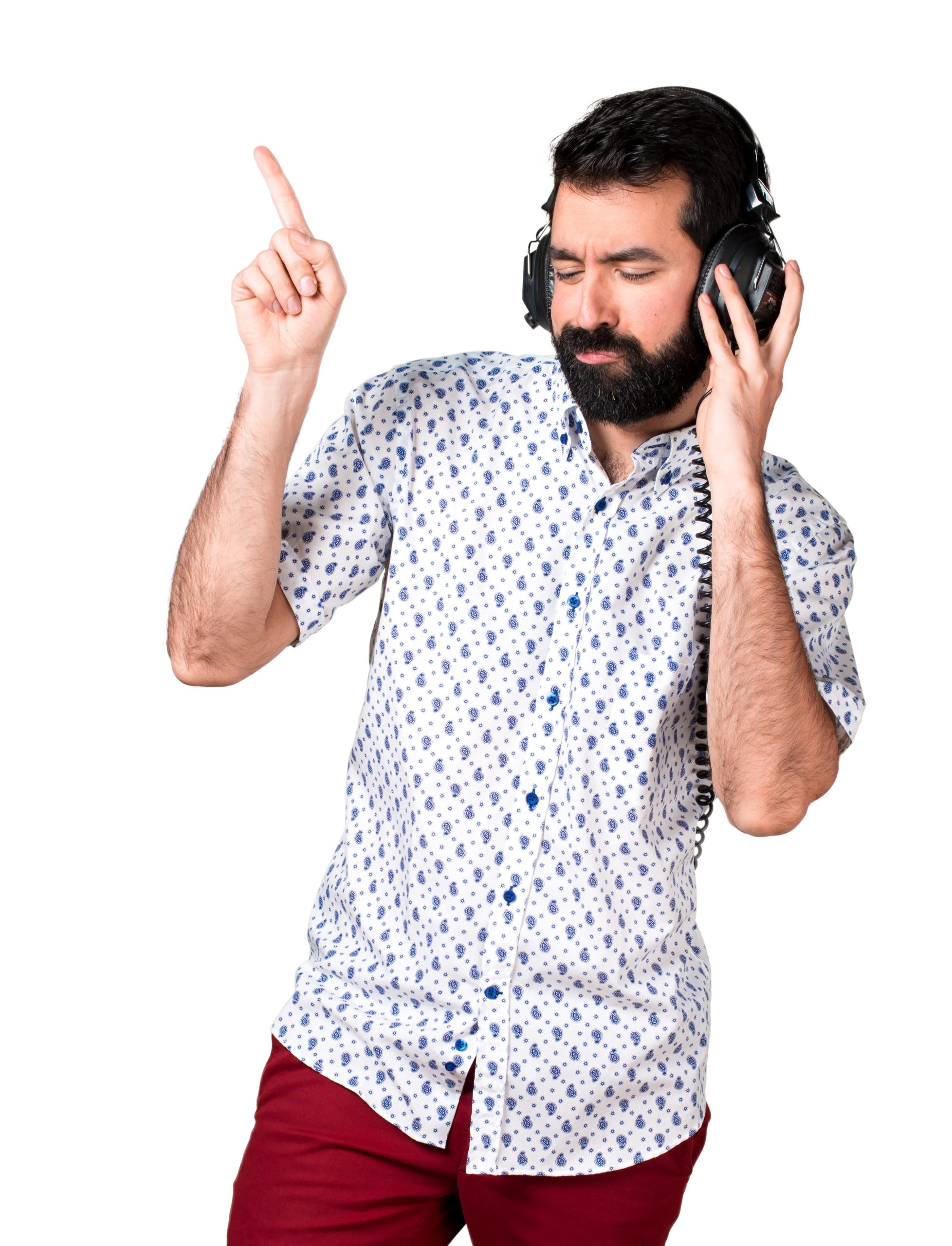 free music Home 21 Ms digital india handsome brunette man with beard listening music scaled